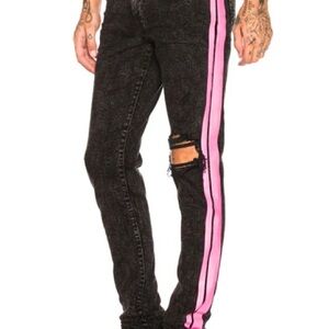 Amiri Black Pink Stripe Jeans Size 34